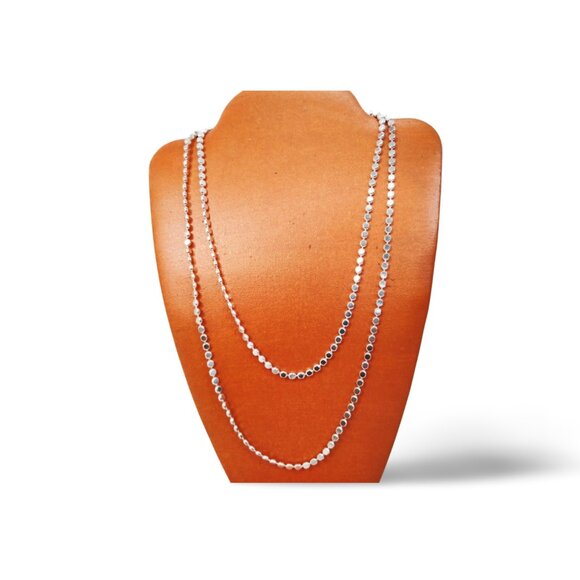 Dillard's Elegant Silver Tone 64” Rice Bead Chain Opera Length Necklace JW1542 - Picture 2 of 5